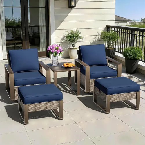 Miniatura 27 de Sofá de Mimbre Metálico para Patio de 75", Sofá Sillón de Ratán para Exteriores de 3 Asientos para Todo Tipo de Clima con Cojines Premium