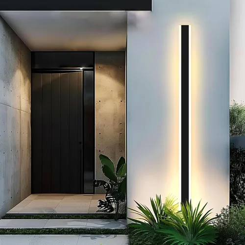 Miniatura 13 de Lámparas de Pared Exteriores Modernas Aplique de Pared LED Largo Negro Lámpara Exterior IP65 Impermeable 10W 3000K Luces de Pared Rectangulares