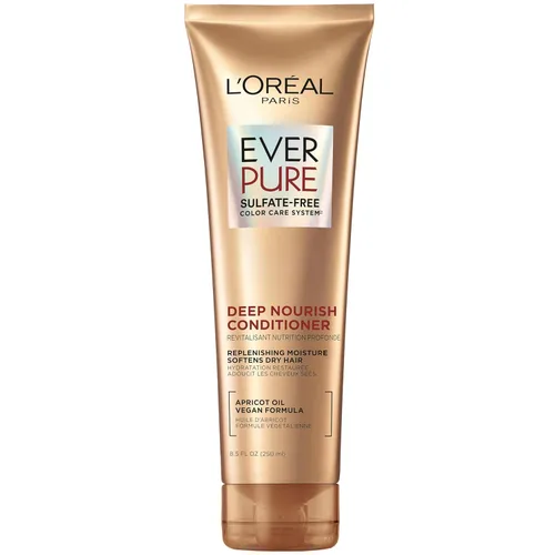 L'Oreal Paris Acondicionador de Cabello para Cabello Seco, Hidratación de Triple Acción, Infundido con Aceite de Albaricoque, EverPure, 8.5 Fl Oz