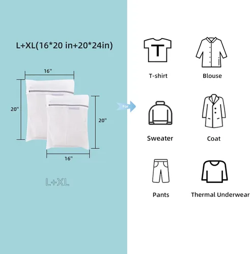 Miniatura 4 de GOGOODA Juego de 4 bolsas grandes de malla para ropa sucia, bolsas de lavado delicadas para blusas, chaquetas, pantalones, sábanas