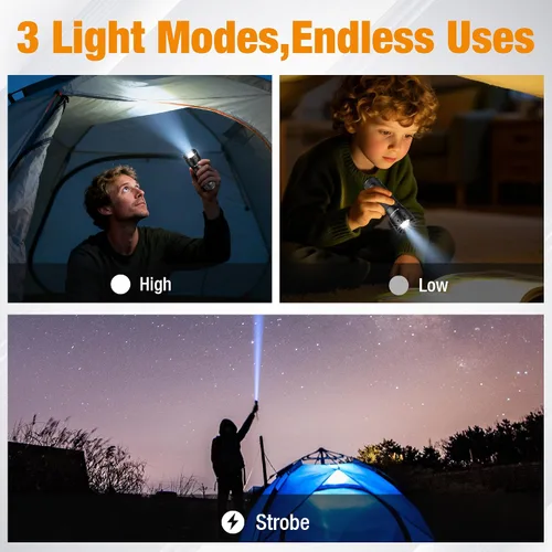 Miniatura 3 de EverBrite Mini Linterna, Luz LED con Zoom, 3 Modos, 3 Pilas AAA Incluidas, Linterna de Mano Pequeña para Camping, Emergencia, Hogar – Negro, Regalos