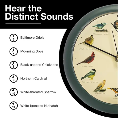 Miniatura 6 de Mark Feldstein, The Original Singing Bird Clock, 8 pulgadas, verde