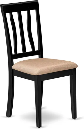 Miniatura 6 de East West Furniture SHAN5-BLK-C - Juego de mesa y sillas de cocina de 5 piezas, incluye una mesa de comedor redonda con pedestal y 4 sillas