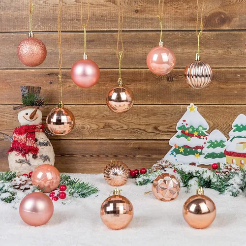 Miniatura 116 de AMS Esferas de Navidad de 2.36 pulgadas/60mm, 34 unidades, adornos grandes, decoraciones para fiestas, inastillables, colgantes festivos para Negro