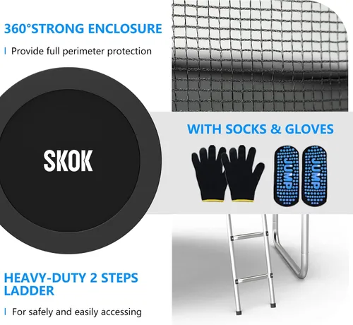 Miniatura 5 de SKOK Trampoline for Kids,400LBS Outdoor Trampoline with Net-ASTM Approved Trampoline for Children and Adults Negro
