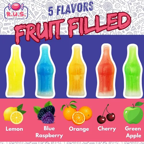 Miniatura 6 de Dulces de cera de botella estilo antiguo – Paquete al por mayor de 1 libra – 5 sabores afrutados