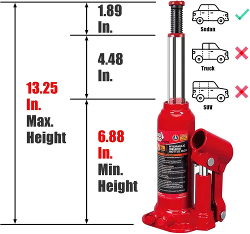 Miniatura 2 de BIG RED T90213 Torin Gato Hidráulico de Botella Soldado con Estuche de Transporte y Almacenamiento de Moldeo por Soplado, Capacidad de 2 Toneladas