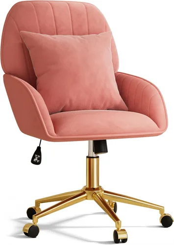 Miniatura 10 de Silla de escritorio para oficina en casa cómoda con ruedas ajustables y giratorias, silla moderna de terciopelo para maquillaje con respaldo y Blanco