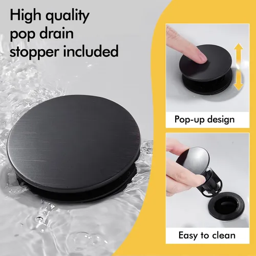 Miniatura 5 de FRANSITON Grifo de cascada de baño con una sola manija, un agujero, acabado negro mate, grifos de lavabo con boquilla grande (negro mate)