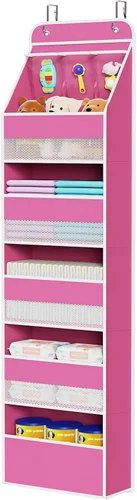 Miniatura 27 de Univivi Organizador para colgar sobre la puerta con 5 estantes de tela, organizador de almacenamiento para puerta con 4 bolsillos grandes y 3