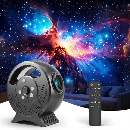 Rossetta 3D Galaxy Projector, 60 Scenes Adjustable Focal Planetarium Projector with Bluetooth Speaker, Timer & Remote Control, Ceiling Projector for