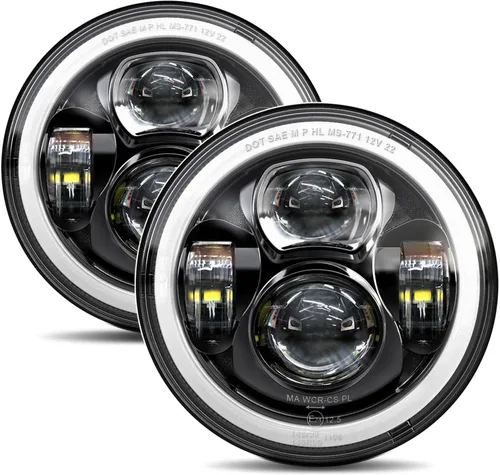 Miniatura 8 de H6024 Faros LED de 7 pulgadas redondos con halo compatibles con Jeep Wrangler JK JKU 2007-2017, H1 H2, Miata, haz alto/bajo DRL, señal de giro