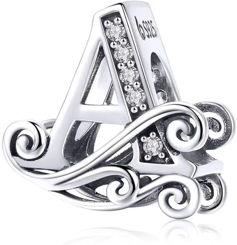 Plata de ley 925 maciza con piedras cúbicas opciones de regalo completas AZ alfabeto encantador letras abalorios para pulseras europeas Pandora