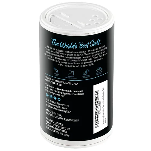 Miniatura 8 de Aromasong Sal marina baja en sodio 13 oz. Salero 100% natural de grano fino cloruro de potasio del mar muerto con sal del mar muerto.