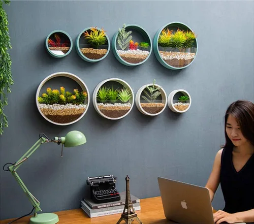 Miniatura 4 de Jarrón redondo de metal retro con globo de pared, soporte para plantas de aire, maceta vintage, contenedor de cactus suculentas, maceta de pared