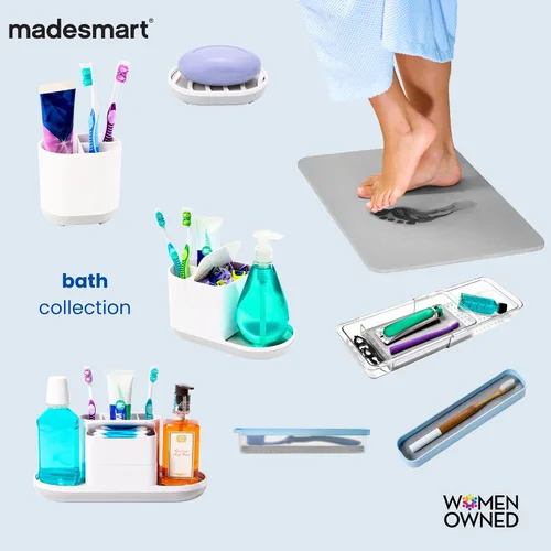 Miniatura 7 de madesmart Organizador de ducha portátil con mango suave, organizador de plástico para jabón, champú y artículos esenciales de baño, carbón Carbono