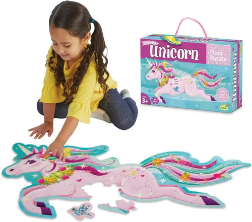 Peaceable Kingdom Rompecabezas de unicornio brillante para el piso, 1 EA