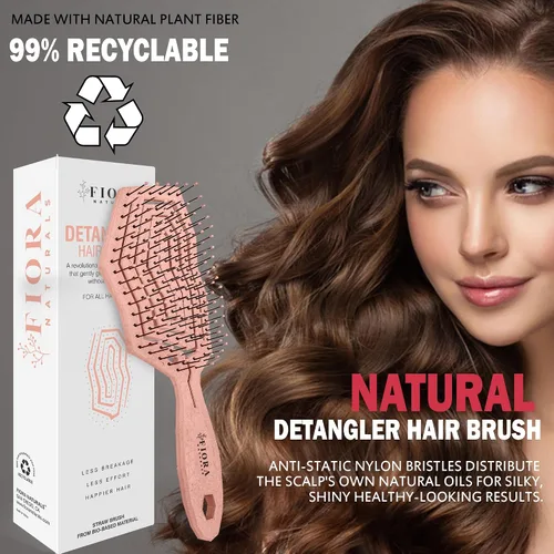 Miniatura 5 de Fiora Naturals Cepillo desenredante para el cabello para mujer, cepillo desenredante con cerdas suaves flexibles, se desliza suavemente a través
