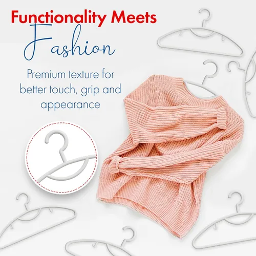 Miniatura 7 de Perchas de plástico para ropa, abrigos, vestidos, trajes, perchas de plástico antideslizantes con gancho para bufandas, cinturones y corbatas