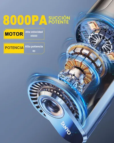 Miniatura 3 de TANYO Aspiradora de mano inalámbrica para automóvil, aspiradora portátil con succión de alta potencia, aspiradora de mano recargable, mini mano