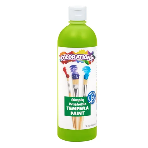 Colorations WSTAP Pintura de témpera lavable, 16 onzas líquidas, verde manzana, no tóxica, vibrante, atrevida, pintura para niños, manualidades,