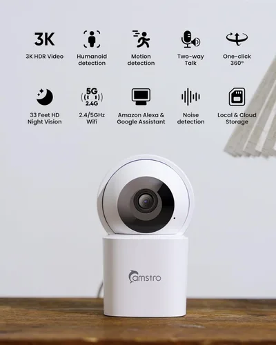 Miniatura 8 de Cámara de seguridad 3K para interiores, paquete de 2, cámara WiFi panorámica/inclinación de 360° para seguridad del hogar, cámara de 2.4/5GHz