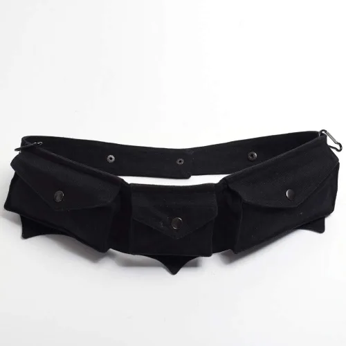 Miniatura 7 de GRACEART Burning Man - Cinturón de lona de algodón Steampunk Travel Utility Belt Ren Faire, Negro