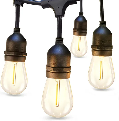 addlon Luces de Cadena LED para Exteriores de 24 Pies con Bombillas Edison Vintage Irrompibles y Cordón de Grado Comercial Resistente a la