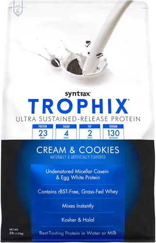 Miniatura 7 de Syntrax Nutrition Trophix, Mezcla de polvo de proteína de liberación ultra sostenida, pudín de plátano 2 libras.