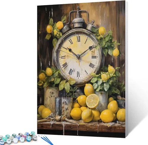 Miniatura 11 de Pintura de frutas por números para adultos, pintura al óleo digital de uva, sandía, naranja, melocotón, ciruela, lienzo, pintura acrílica, divertida