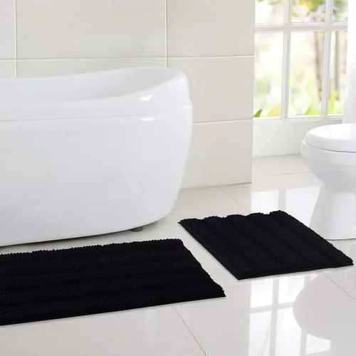 Miniatura 54 de NICETOWN Tapete negro para baño, antideslizante, suave, absorbente de agua, tapete de bajo perfil para entrada, tapete para vestíbulo, puerta