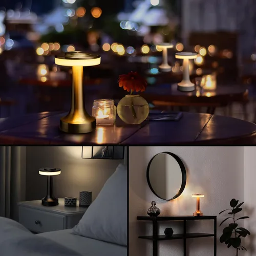 Miniatura 5 de O'Bright Lámpara de mesa LED portátil con sensor táctil, brillo de 3 niveles, batería recargable de hasta 48 horas de uso, luz nocturna para Blanco