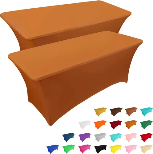 Miniatura 38 de IVAPUPU Paquete de 2 Manteles de Mesa de 6 Pies para Mesa Rectangular Ajustados para Eventos Elásticos Azul Niebla Cubiertas de Mesa Lavables Azul