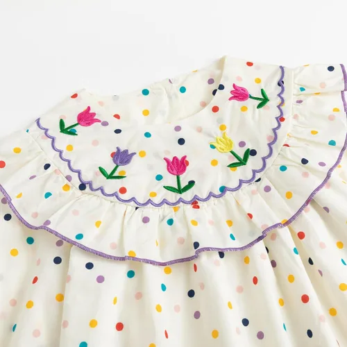 Miniatura 3 de Simplee kids Vestido casual para niñas pequeñas, vestido fruncido con estampado floral para primavera y verano de 1 a 6 años