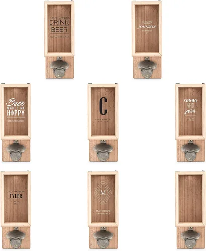 Miniatura 5 de Weddingstar Abrebotellas montado en la pared de madera personalizado y soporte para tapa de botella - Brewery Co