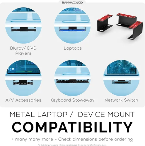 Miniatura 5 de Soporte para laptop debajo del escritorio para escritorio, adhesivo y atornillado, dispositivos de hasta 1.5 pulgadas de grosor como Macbooks