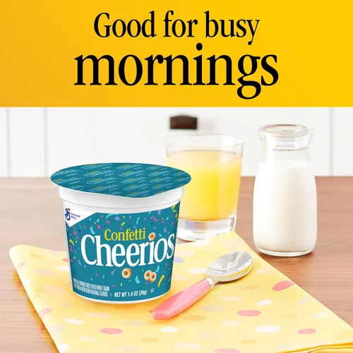 Miniatura 6 de Confetti Cheerios - Taza de cereales para desayuno, sin gluten, cereales de una sola porción, 1.4 onzas