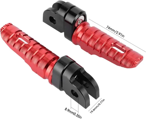 Miniatura 4 de Soportes de clavija de pie, reposapiés delantero izquierdo y derecho, pares para Yamaha MT‑03 MT‑25 MT‑07 MT‑09 R3 XJ6 (rojo)