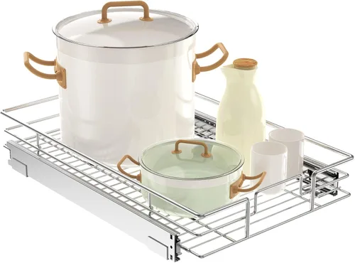 Miniatura 21 de LOVMOR Organizador de gabinete extraíble de 17 pulgadas de ancho x 21 pulgadas de profundidad, estantes extraíbles para armario de cocina, 1 Tier