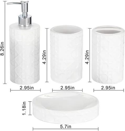 Miniatura 7 de CAA'S - Juego de accesorios de baño de cerámica de 4 piezas para decoración de baño, incluye dispensador de loción, soporte para cepillos