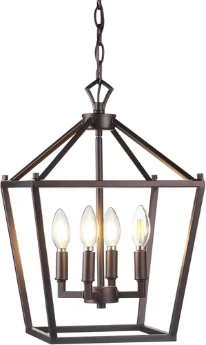 Miniatura 18 de JONATHAN Y Linterna colgante LED de 10 pulgadas de bronce aceitado/latón dorado con 3 luces, lámpara de araña clásica y moderna de granja para isla