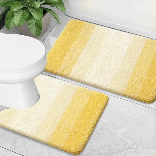Miniatura 19 de OLANLY Juego de 2 alfombras de baño de microfibra suave y absorbente, antideslizantes, se pueden lavar y secar a máquina, alfombras de baño peludas