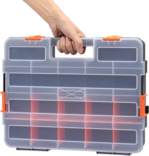 Miniatura 7 de MIXPOWER Juego de 2 organizadores de cajas de herramientas de 15 pulgadas, 20 divisores extraíbles, caja de plástico duradera, excelente