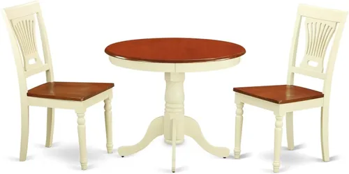 Miniatura 9 de East West Furniture ANPL3-BLK-W Juego de muebles de comedor de 3 piezas contiene una mesa de cocina redonda con pedestal y 2 sillas de comedor, 36 x