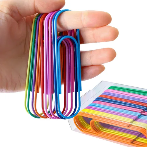 Miniatura 12 de Clips de papel de 4 pulgadas, 30 piezas de clips de papel jumbo de 100 mm, clips de papel multicolores gigantes de metal con revestimiento de vinilo