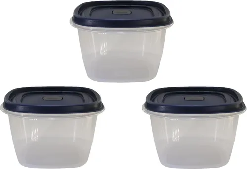 Miniatura 8 de Paquete de contenedores de almacenamiento de alimentos de 1.25 tazas, juego de 9 piezas, tapas azules fáciles de encontrar, 4 recipientes, 4 tapas