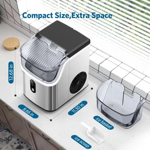 Miniatura 5 de COWSAR Nugget Ice Makers - Máquinas de hielo de nuggets para encimera, hielo suave masticable en pellets, con función de limpieza automática, 35