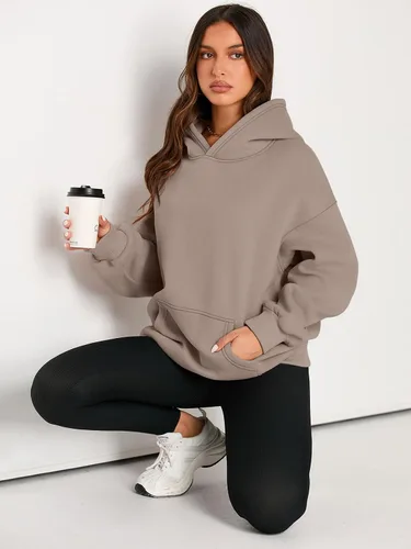 Miniatura 5 de EFAN - Sudadera con capucha para mujer - Sudadera de vellón sobredimensionada con mangas largas para otoño e invierno, ropa de moda inspirada