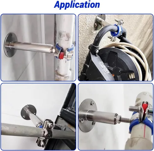Miniatura 8 de 2 ganchos de abrazadera de tubo de acero inoxidable 304, soporte de tubo ajustable de 3.937-5.906 in con tornillos, para tubo de 1.496-1.575 in