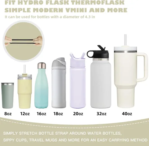 Miniatura 3 de Mango para botella de agua, soporte de silicona suave y duradero, eslinga, cordón, portador con correa, se adapta a la mayoría de botellas de agua